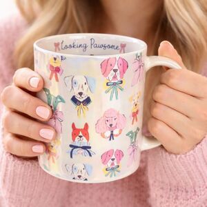 Fig & Fern LOOKING PAWSOME Iridescent Dog Graphics Ceramic 20 oz. Coffee/Tea Mug